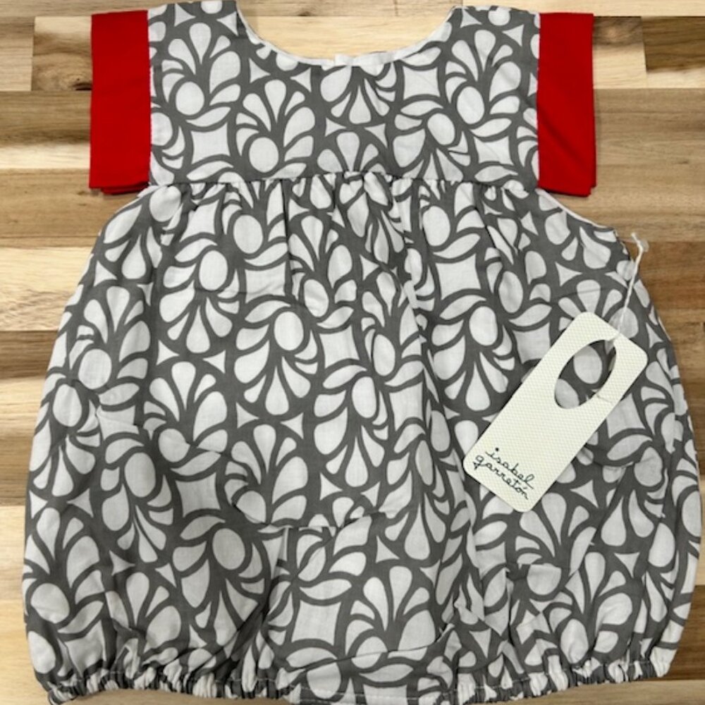 Isabel Garreton Baby Girls Grey/White/Red Bubble Romper Size 6M